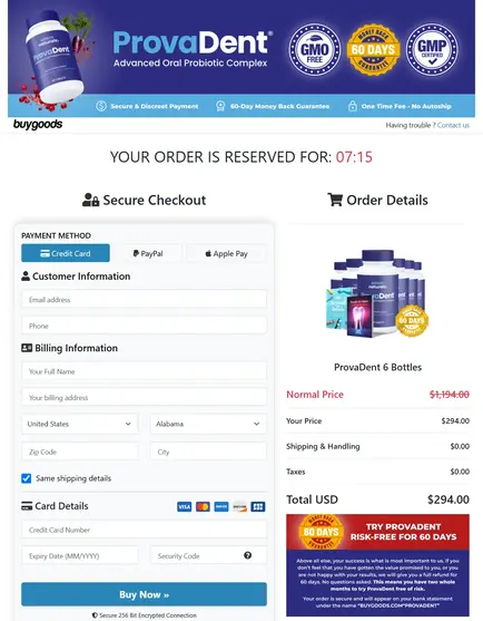 ProvaDent Secure Order Page